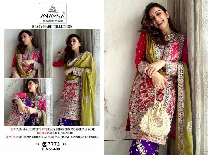 430 Anamsa Designer Faux Georgette Pakistani Suits Wholesale Clothing Suppliers In India
